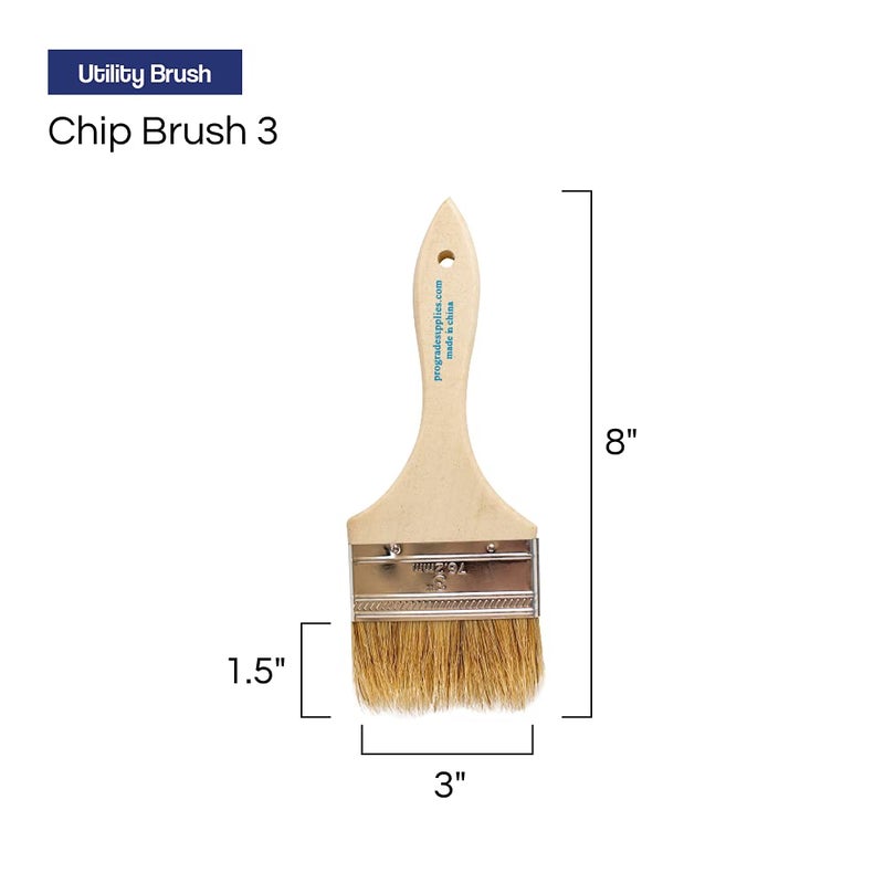 Pro-Grade Pro Grade - Chip Paint Brushes - 12 Ea 3 Inch Chip Paint Brush Light Brown - Image 2